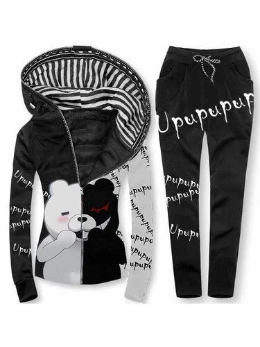 Striped Print Punk Casual Jacket Pants Suit