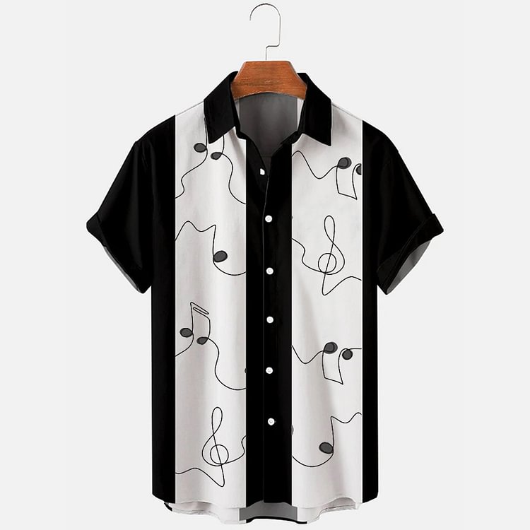 BrosWear Casual Print Black And White Shirt