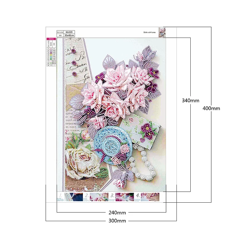 Diamond Painting Paper Flowers Full Round Drill Picture of Rhinestone  Drawing