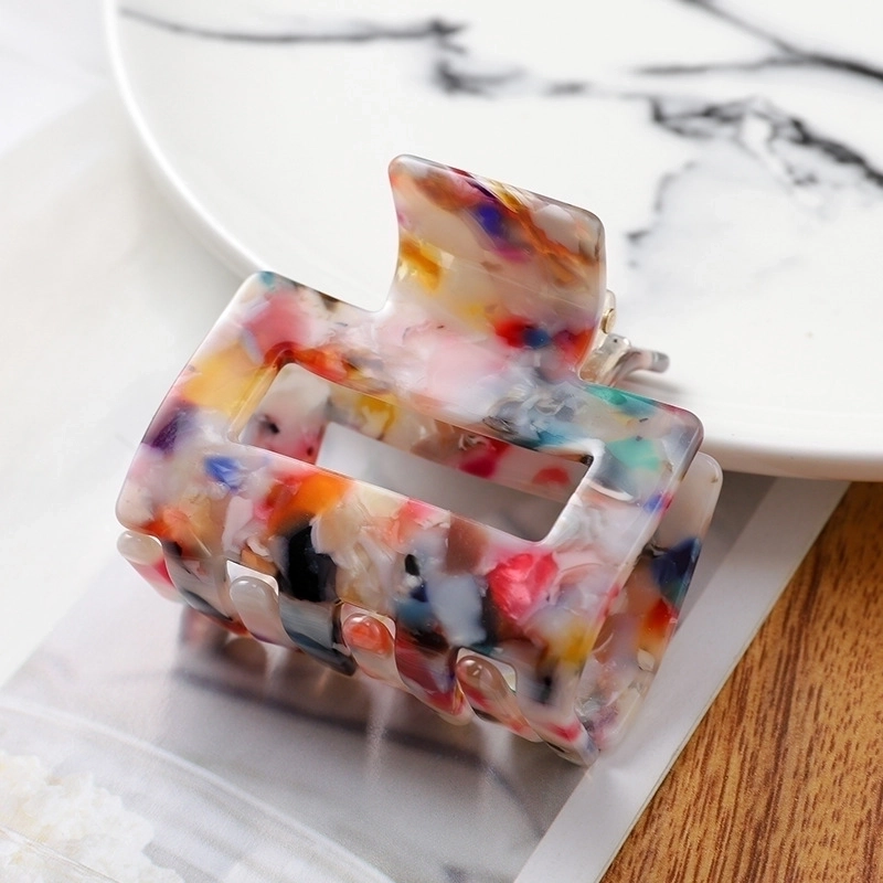 Minimalist Color Block Acetic Acid Sheets Carving Hair Claws 1 Piece