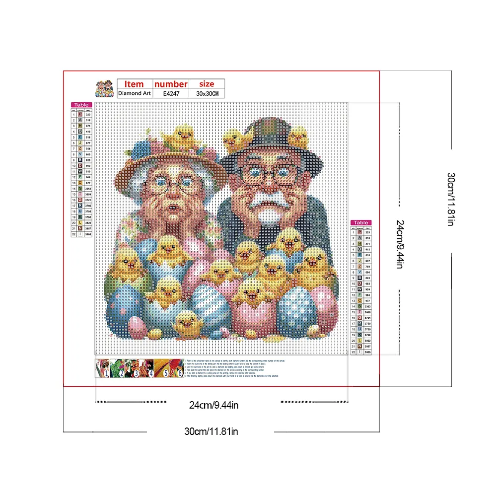 Diamond Painting - Full Round Drill - Easter Old Couple(Canvas|30*30cm)