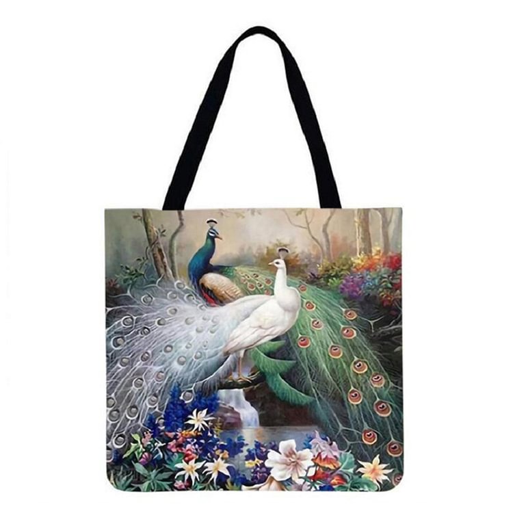 Peacock Linen Tote Bag