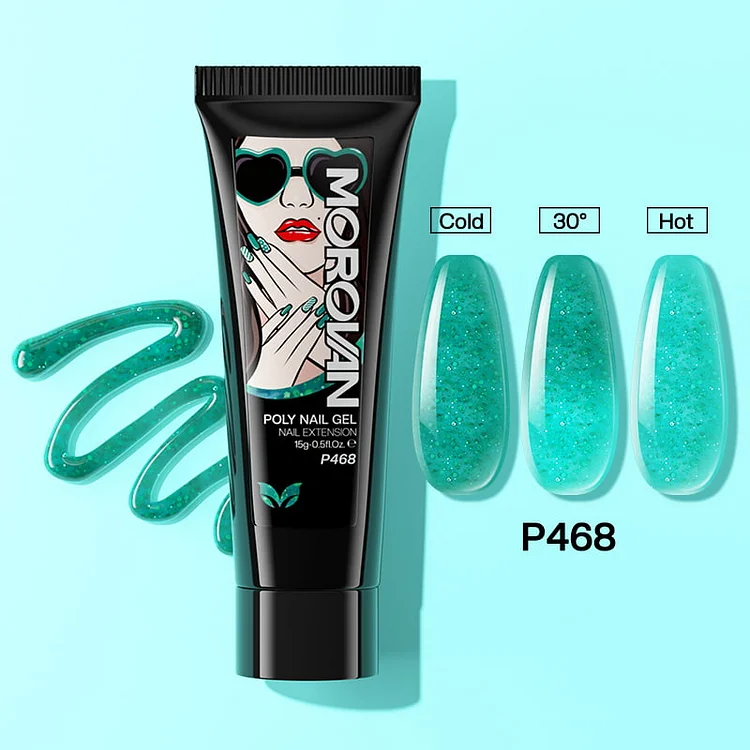 Temperature Color Changing Fountain Of Life Green Glitter Poly Nail Gel