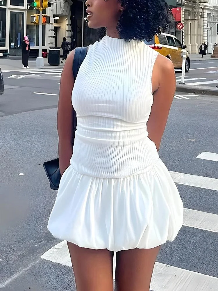Brownm Bubble Mini Dress