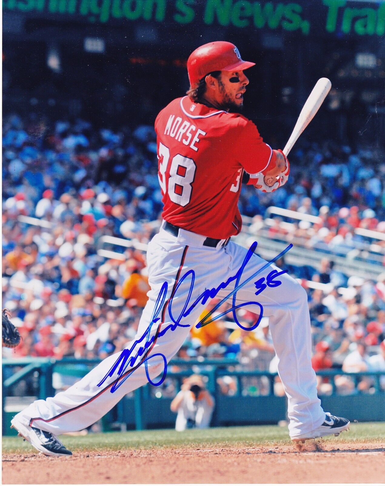 MICHAEL MORSE WASHINGTON NATIONALS ACTION SIGNED 8x10