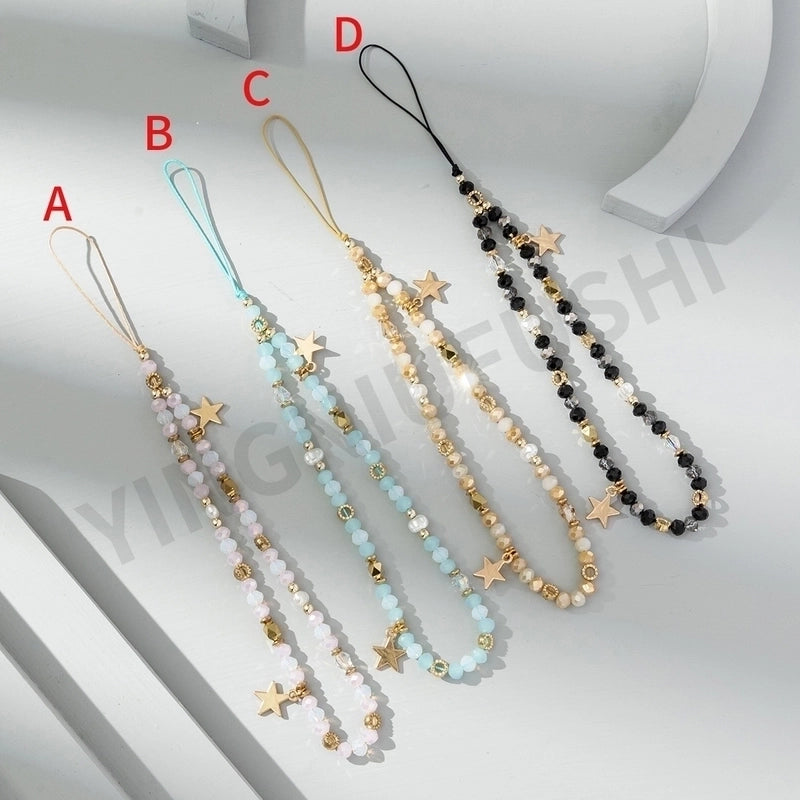 Sweet Star Artificial Crystal Alloy Beaded Mobile Phone Chain