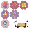 Diamond Painting Coaster DIY Flowers  Cup Cushion Table Placemat(6 Piece Set 1 Rack)
