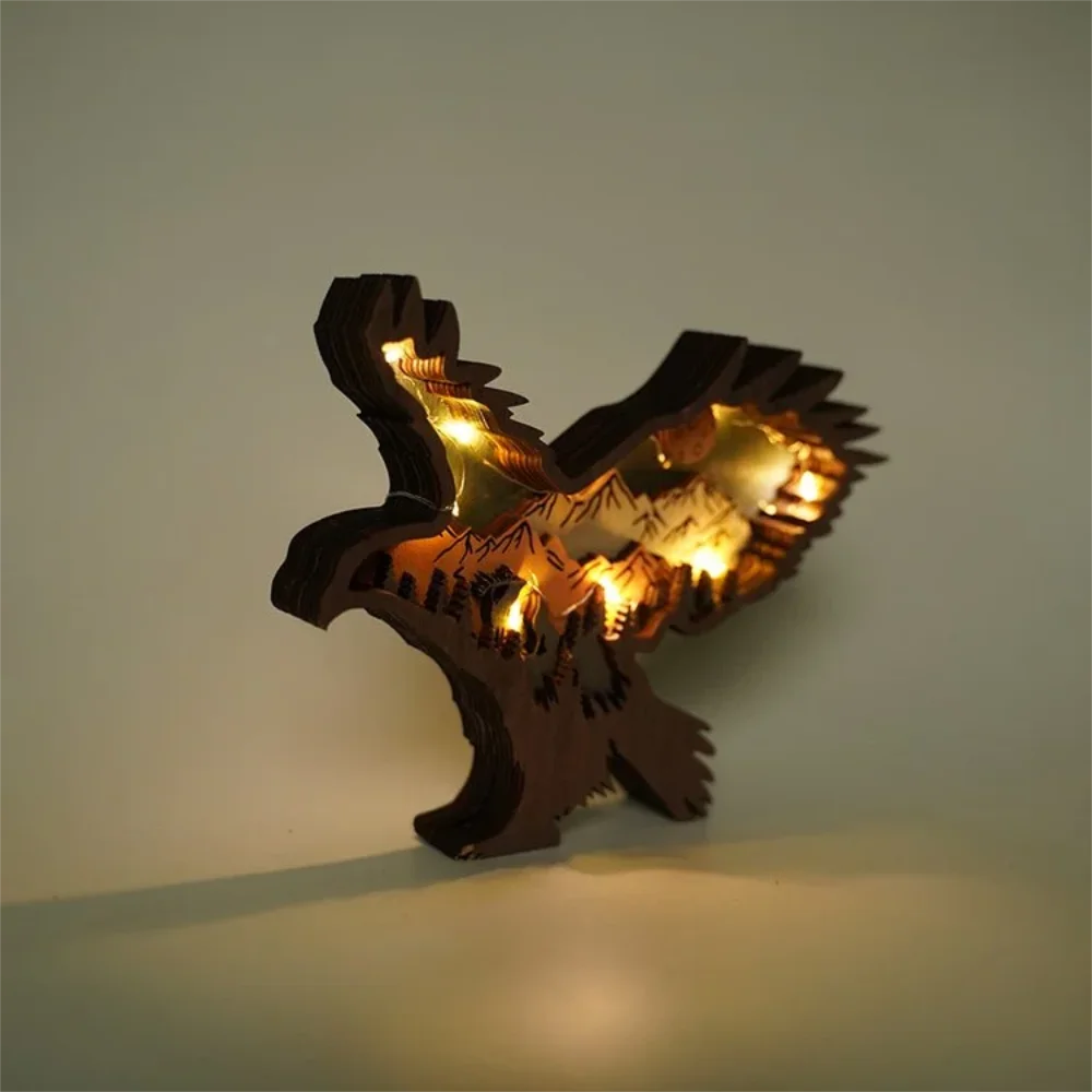 Purexcellent&trade; New creative home desktop wood carving eagle crafts ornaments
