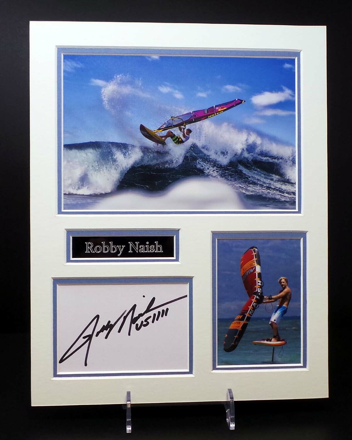 Robby NAISH Signed Mounted Photo Poster painting Display 2 AFTAL RD COA American Windsurfer