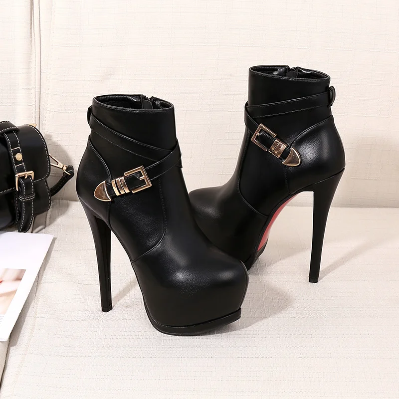 Qengg 2023 New Fashion Super High Heels With Side Zipper Waterproof Platform Ankle Boots Women's Singles Shoes 2331-2