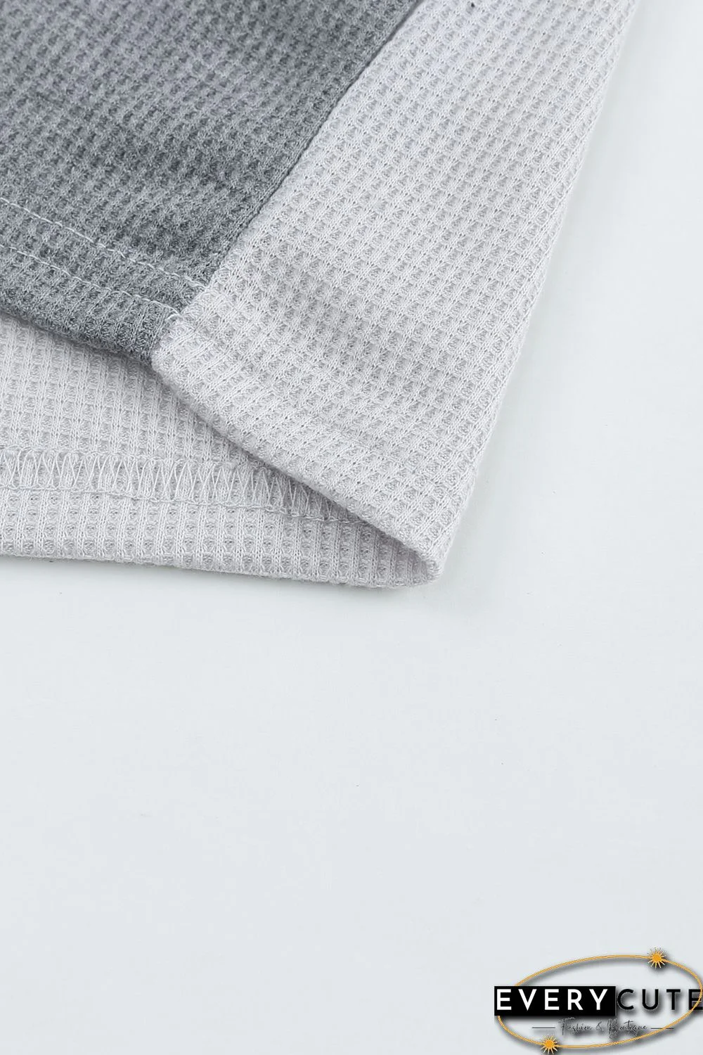 Red Wild Leopard Contrast Sleeve Colorblock Waffle Knit Top