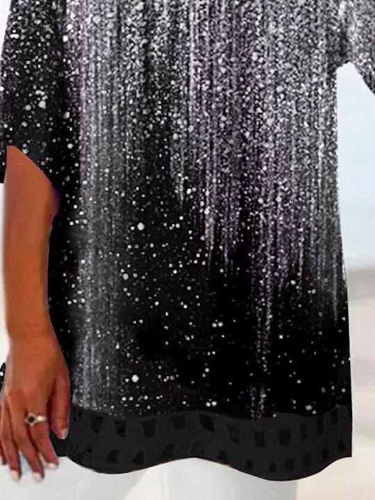 Women Half Sleeve V-neck Solid Color Dress