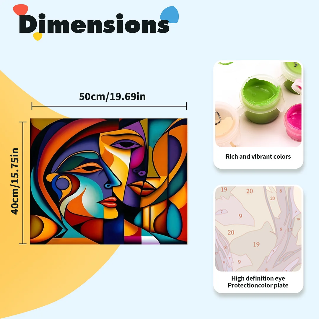 Abstract Figures DIY Paint By Numbers Kit on Canvas 40x50cm Without Frame Paint by Numbers Kits Drawing Paintwork for Beginners Adults Gift Home Wall Decor
