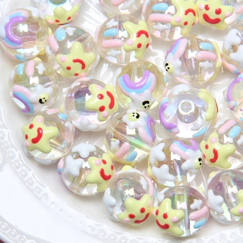 5 Pieces Summer New Heavy Oil Hand-Painted Beads Diy Beaded Diy Mobile Phone Chain Car Hanging Bag Hanging Chain Head Rope Beads