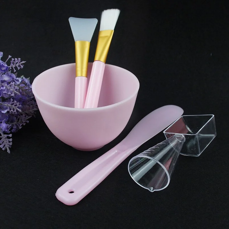 1set Portable DIY Mask Tools Non-toxic Silicone Bowl Brush Mud Stick Cup Spoon Kit Multi-functional Face Makeup Tools Durable