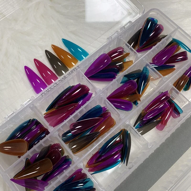Gel X Nails Extension System Full Cover Sculpted Clear Stiletto Coffin False Nail Tips 240pcs/bag-Nail Inspo