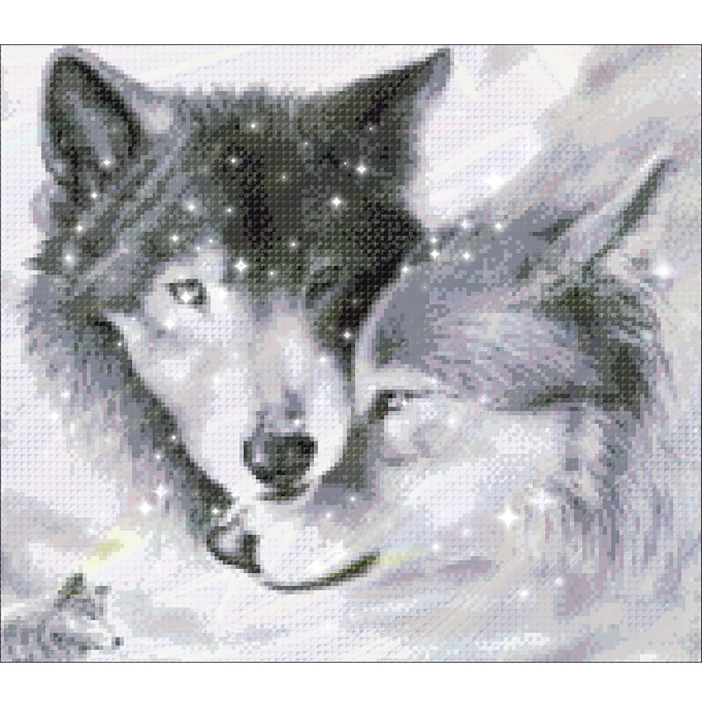 9CT Full Stamped Cross Stitch Bead Embroidery- Wolf(Canvas|48*41CM)