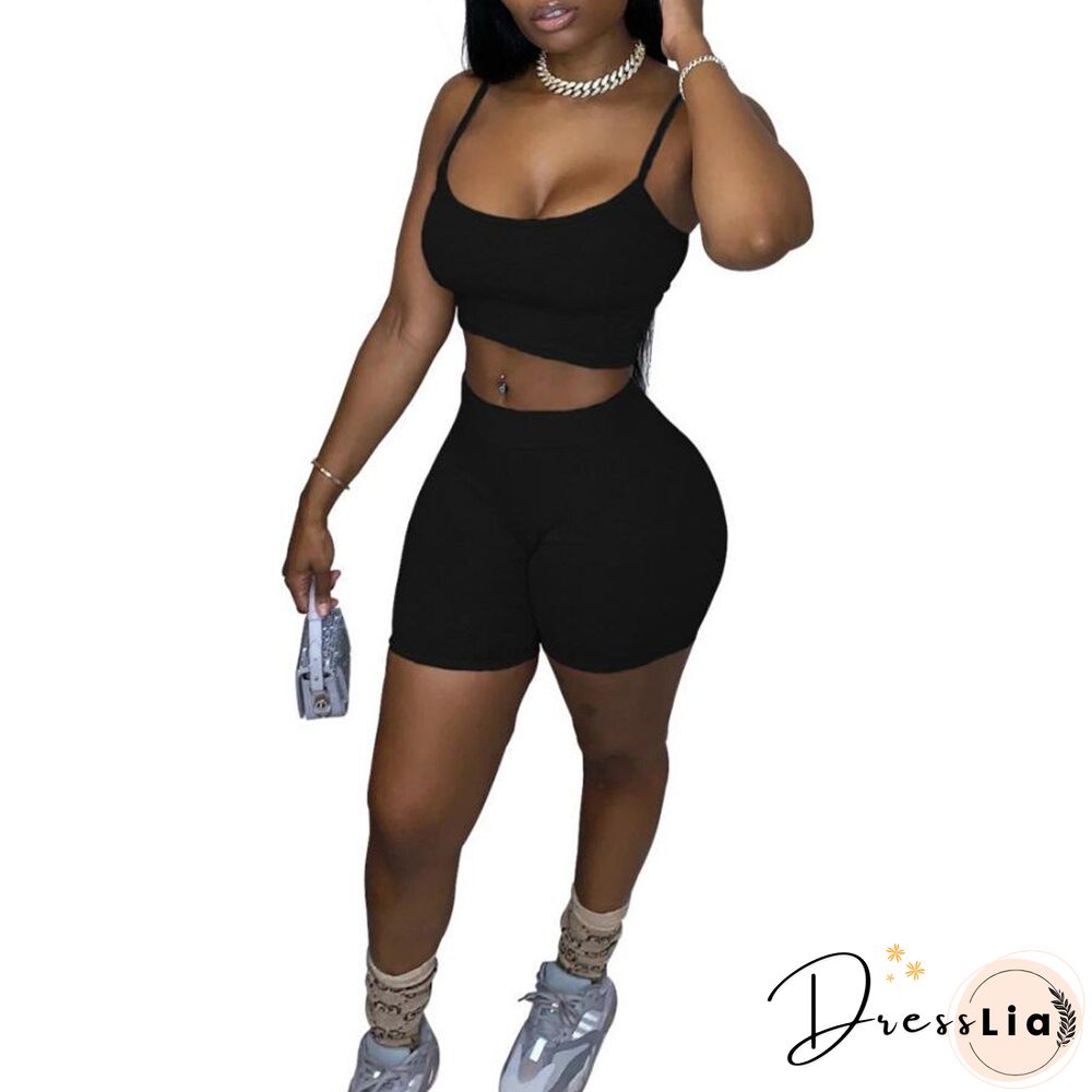 Womens Yoga Set Sport Bras and Shorts Gym Piece Camisole Cycling Pants Suit Workout