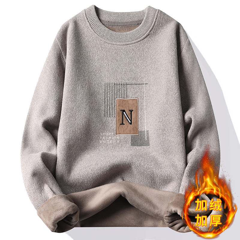 Drawato Casual Men's Round Neck Thickened Men Sweater Autumn and Winter New Handsome Long Sleeved Loose Fitting Knitted Tops