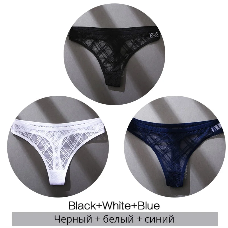 FINETOO Sexy Thongs Panties Women M-XL Transparent Lattice Underwear Ladies Lace G-string Underpants Female Thong Lingerie 2021