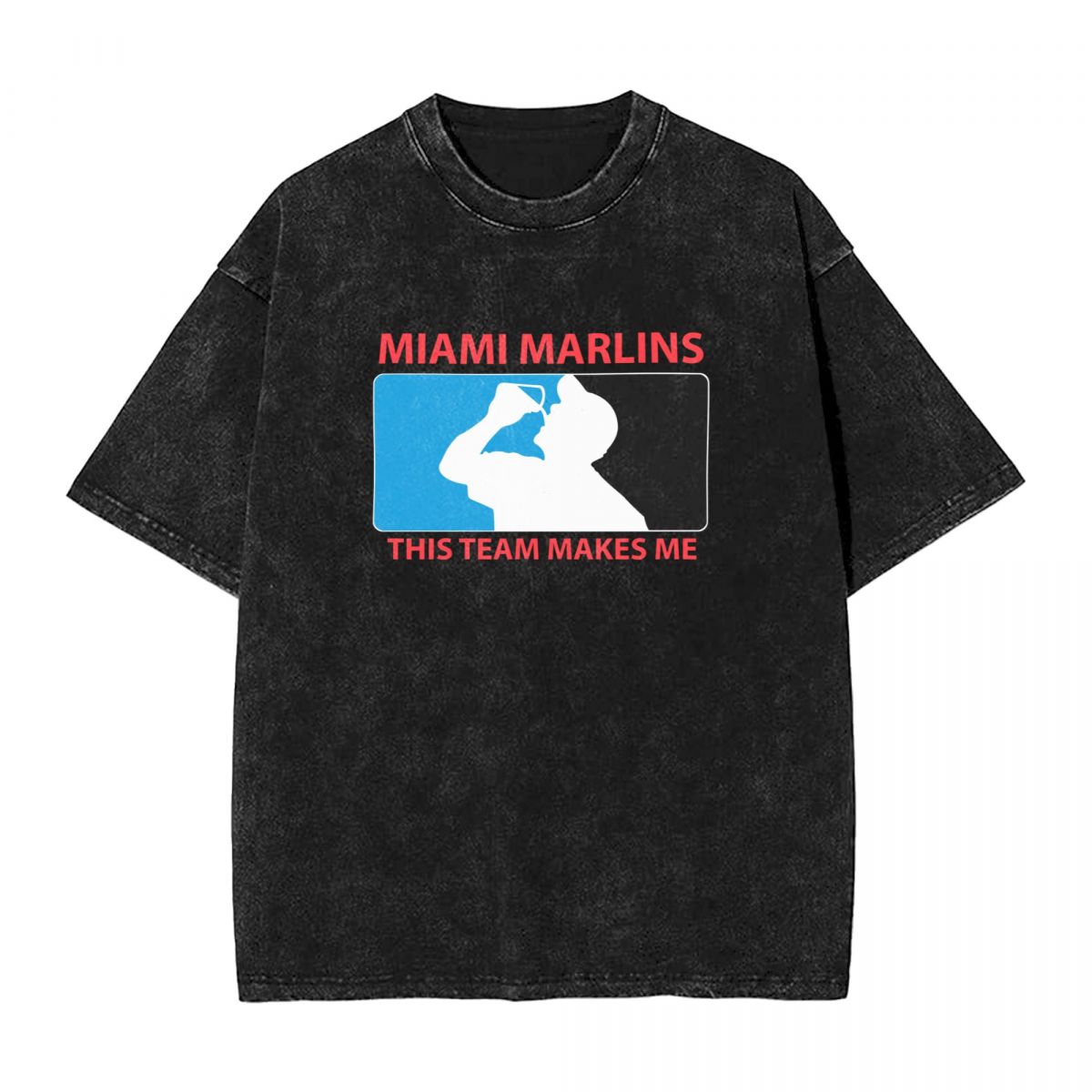 Miami Marlins This Team Makes Me Drink Printed Vintage Men's Oversized T-Shirt