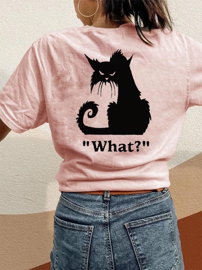 Women's Cat Print Fun Casual T-Shirt