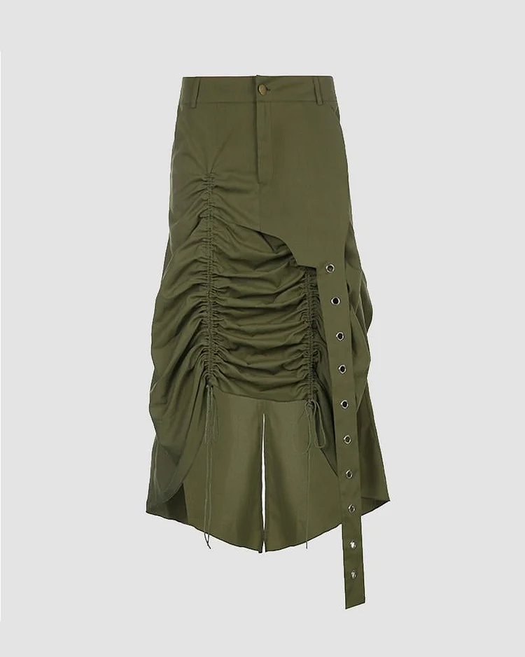 Undead Ruched Cargo Skirt with Belt