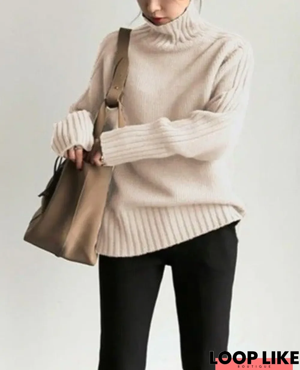 Solid Color Comfortable Loose Long Sleeve Top Temperament Sweater