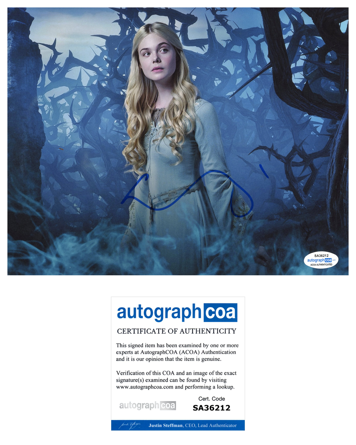 Elle Fanning Signed Autographed 8x10 Photo Poster painting Maleficent Actress ACOA COA