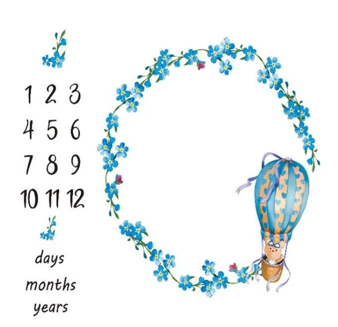 Cartoon Pattern Infant Baby Milestone Photo Props Background Blankets Backdrop Cloth Calendar Bebe Boy Girl Photo Accessories