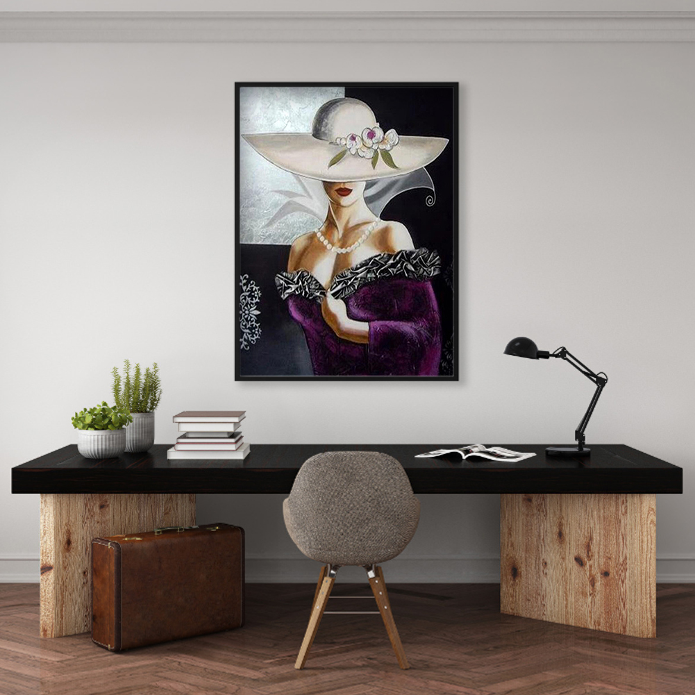 

(Multi-Size) Lady Hat - Round/Square Drill Diamond Painting - 30*40CM, Square diamond 30*40cm, 501 Original
