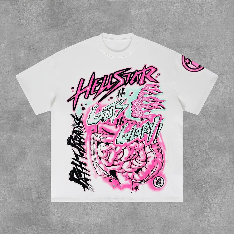 Hellstar No Guts No Glory Pink Graphic Cotton T-Shirt SOPULA