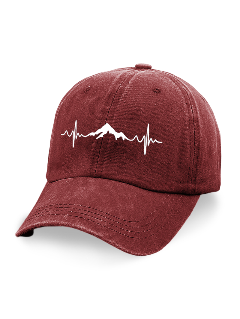 Mountain Heartbeat Graphic Washed Cap