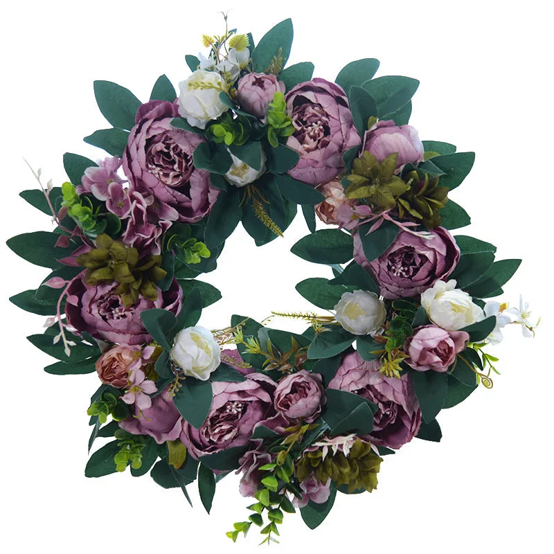 Premium Elegant Orange Peony Wreath Outdoor Fall Wreaths