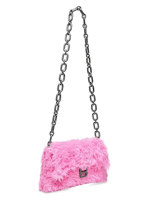 Balenciaga Downtown XS Shoulder Bag with Chain and Fake Fur