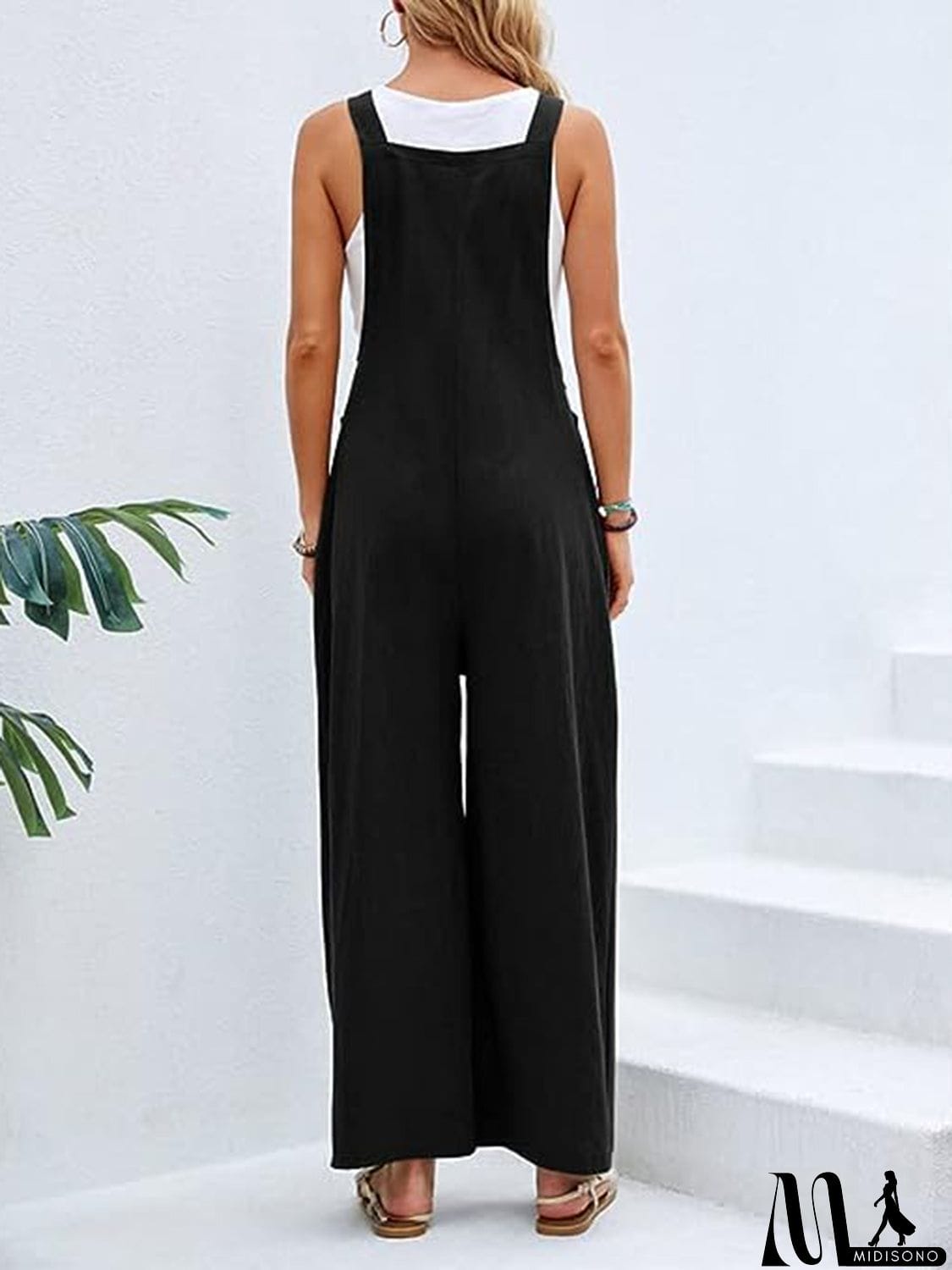 MidiSono - Full Size Wide Leg Overalls with Pockets