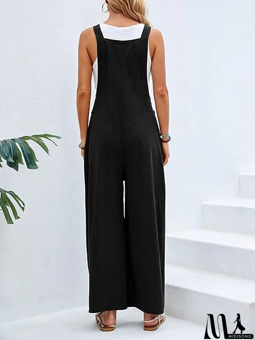 MidiSono - Full Size Wide Leg Overalls with Pockets