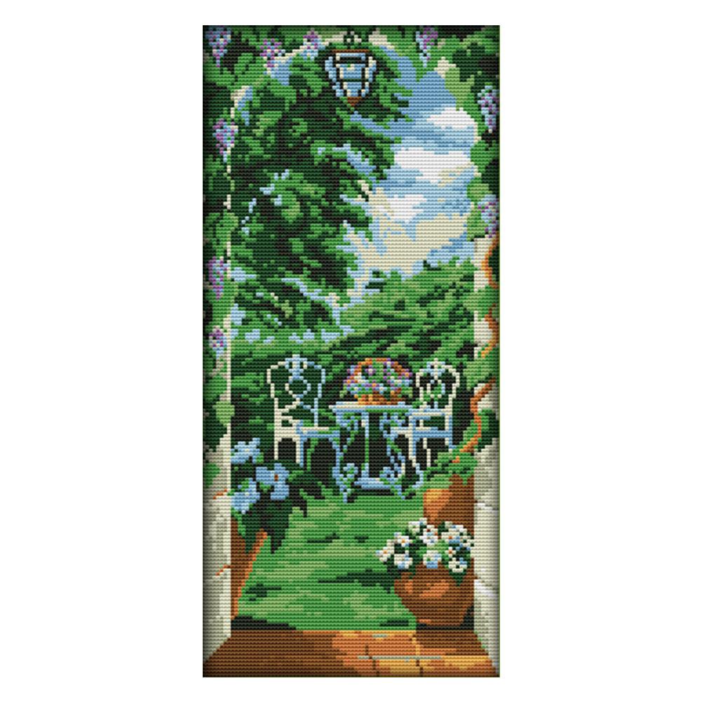 

Courtyard Landscape - 14CT Stamped Cross Stitch - 20*41cm, 501 Original