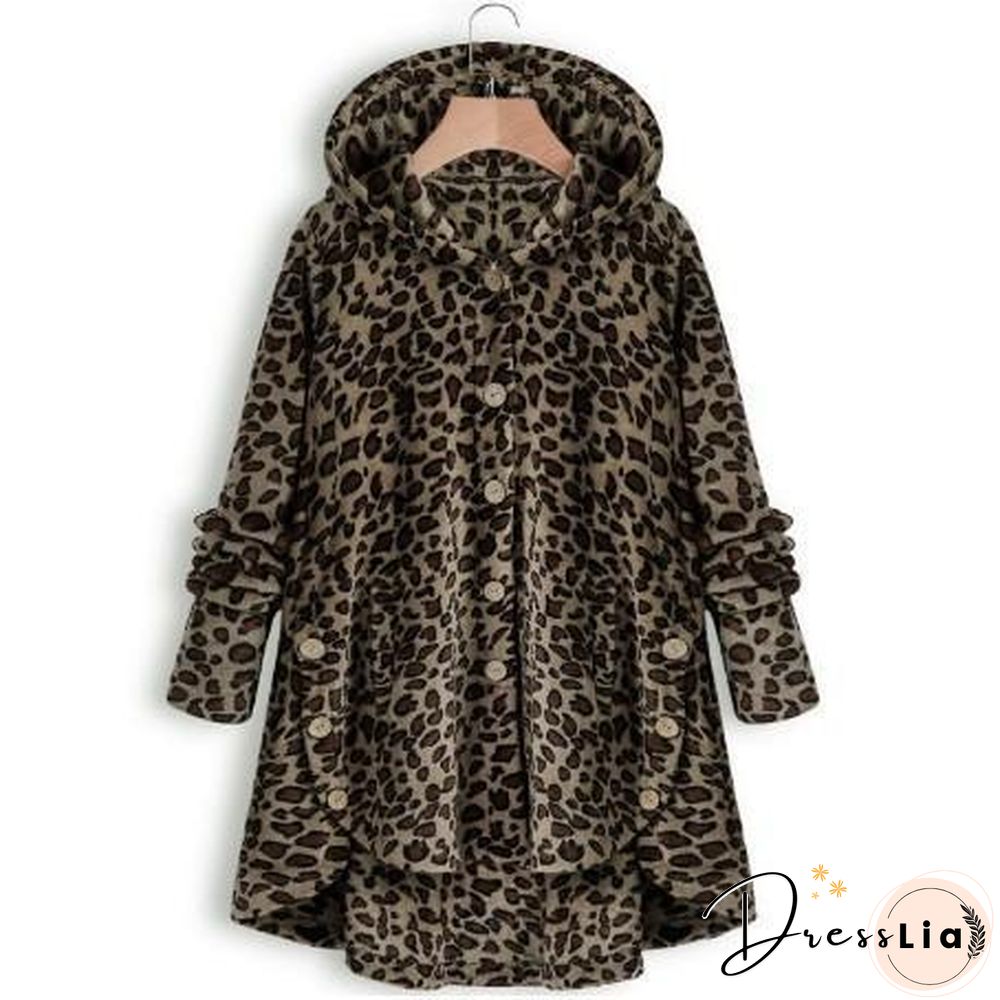 Button Solid Color Warm Coat With Hood
