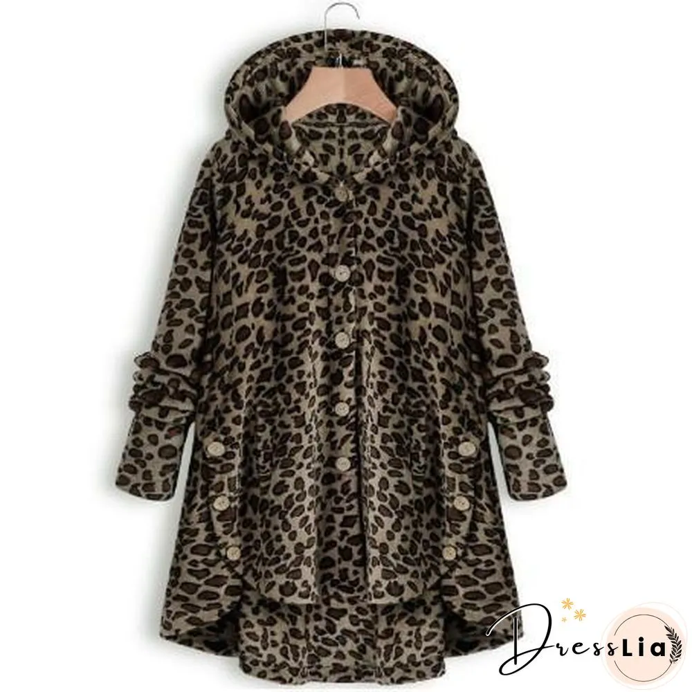 Button Solid Color Warm Coat With Hood