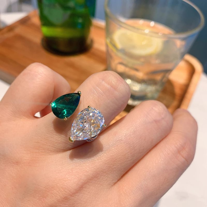 100% 925 Sterling Silver 8*12mm Emerald High Carbon Diamond Resizable Rings For Women Sparkling Wedding Party Fine Jewelry