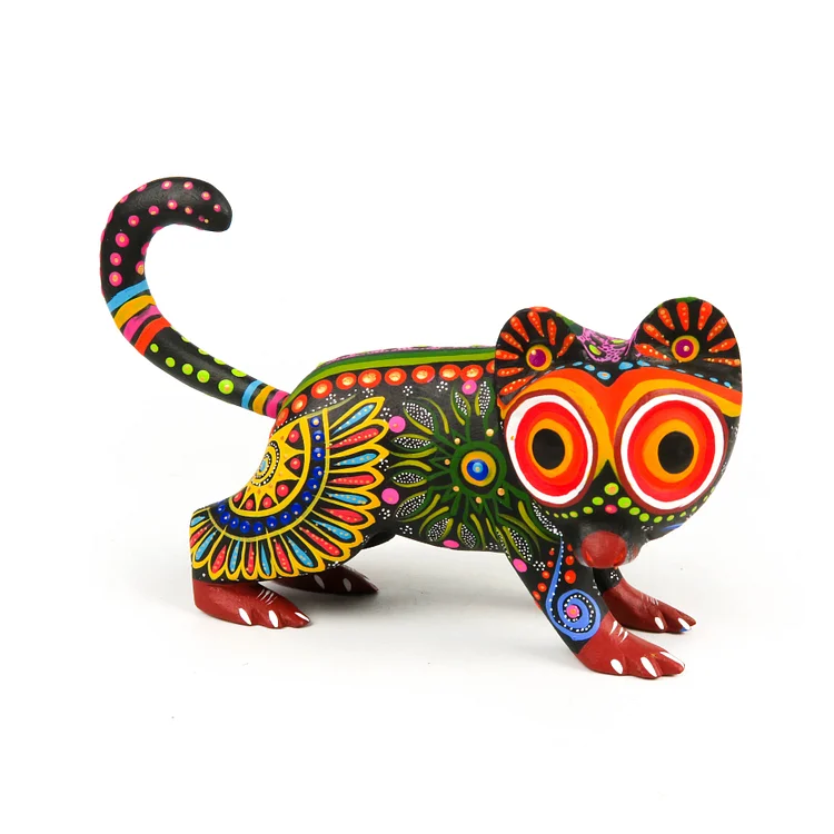 Black Lemur Oaxacan Alebrije Wood Carving Mexican Folk Art Sculpture