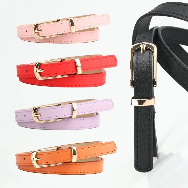 Sweet Minimalist Solid Color Pu Leather Alloy Women's Leather Belts