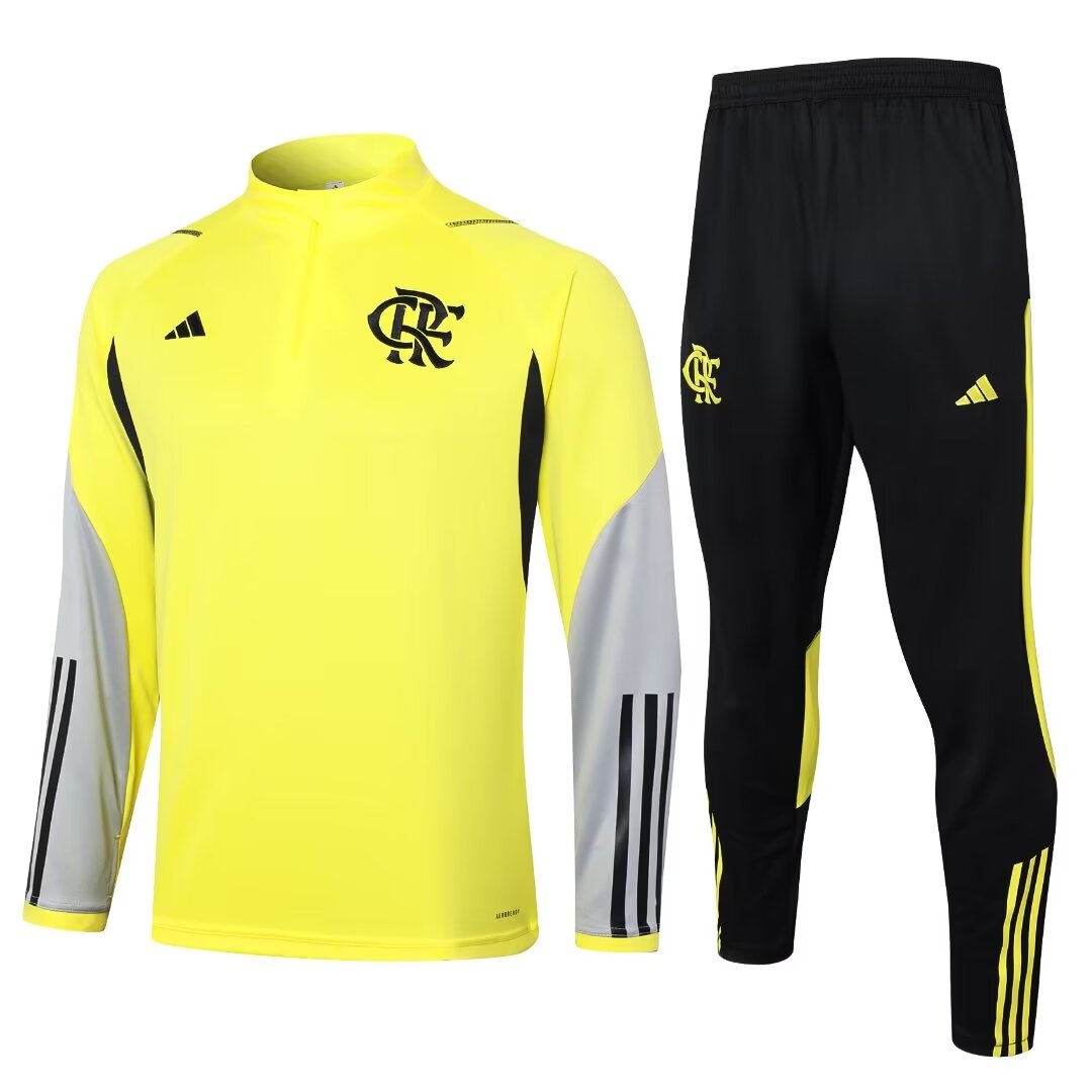 2024/2025 Flamengo Half-Pull Training Suit Yellow Football Shirt 1:1 Thai Quality