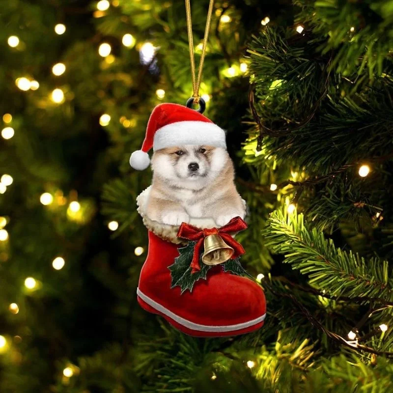 VigorDaily Akita Inu In Santa Boot Christmas Hanging Ornament SB069