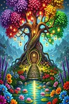 Luxury AB Velvet Diamond Painting Kit - Tree House