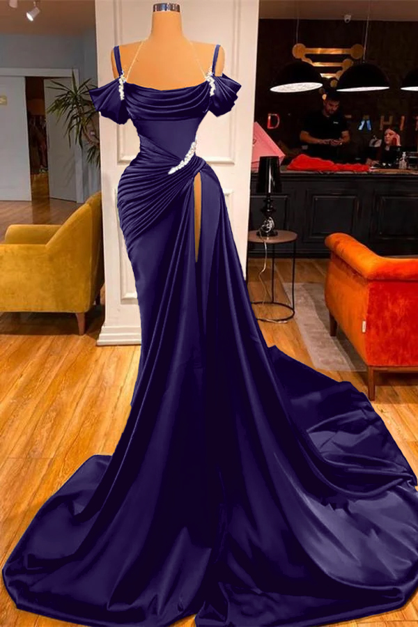Dark Green Off The Shoulder 2 Pieces High-Low Long Prom Dress