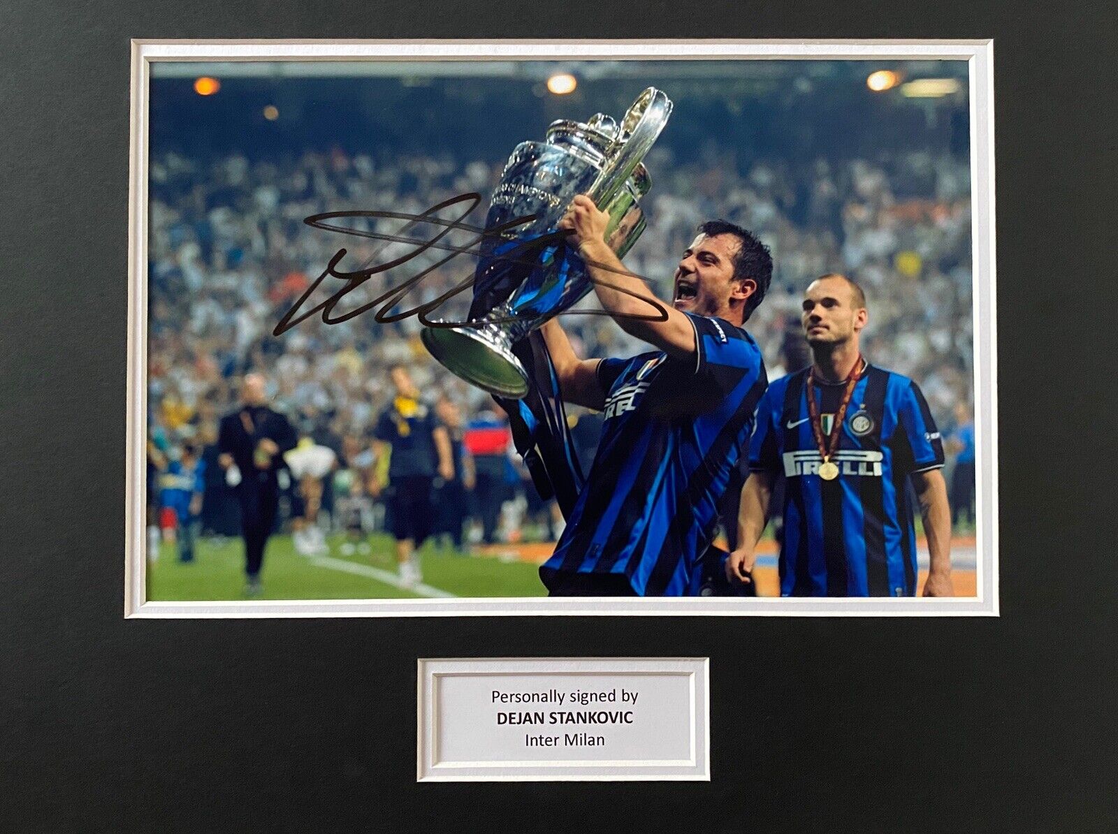 Dejan Stankovic Hand Signed Inter Milan Photo Poster painting In 16x12 Mount Display Serbia, 1