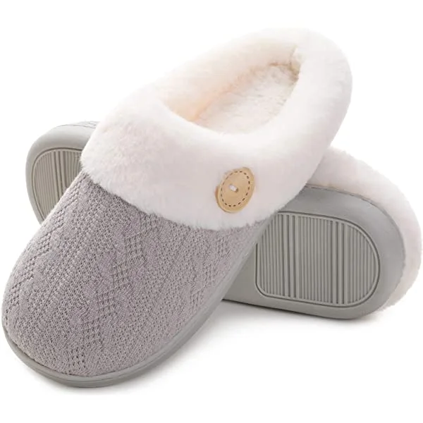 Women's Fuzzy House Slippers Comfy Memory Foam Bedroom Slippers amazon Stunahome.com