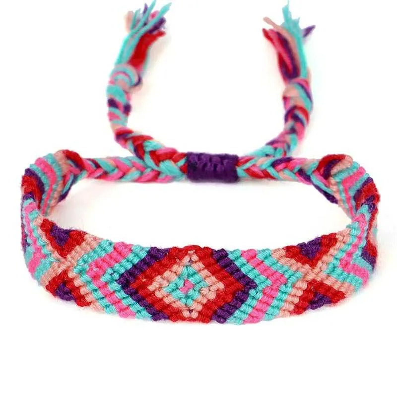 Bohemian African Rainbow Handmade Braided Bracelet Bangles
